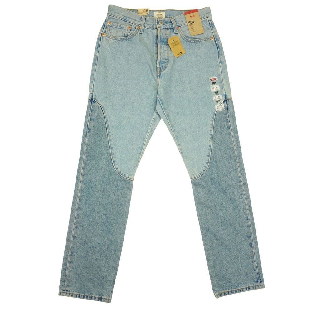 Levi's 501 Original Chaps Jeans Womens 28x30 Two Tone Panelled Straight Leg